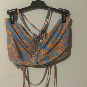 Blue and Orange Strappy Crop Top
